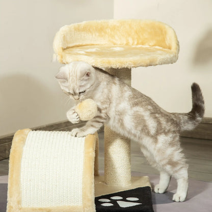 Katzenbaum mit beigem Plüsch 36 cm x 36 cm x 44 cm