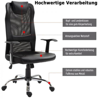 Bürostuhl Drehstuhl höhenverstellbar ergonomisch PU schwarz - Palo24
