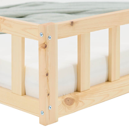 Kinderbett / Bodenbett aus massivem Kiefernholz 120x200 cm – natur
