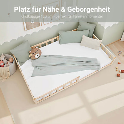 Kinderbett / Bodenbett aus massivem Kiefernholz 120x200 cm – natur