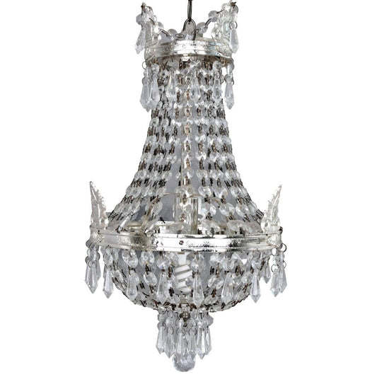 KRONLEUCHTER ANTIK LÜSTER SILBER KRISTALLLEUCHTER DECKENLÜSTER LAMPE - Palo24