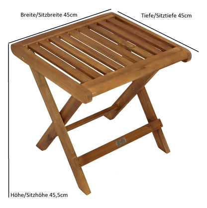 Tabouret pliant 45x45cm, acacia huilé, certifié FSC®