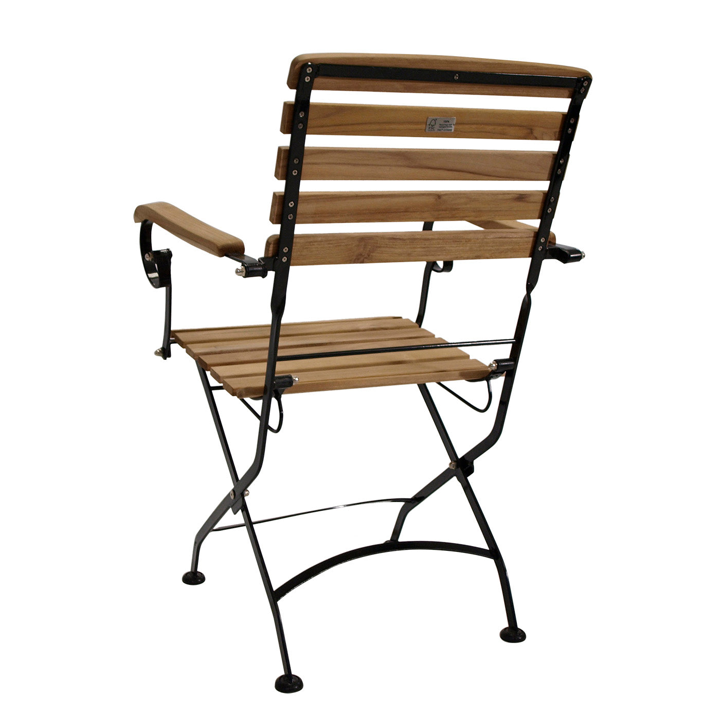 Chaise pliante JAKARTA, acier plat noir + teck, 2 pièces, certifiée FSC®