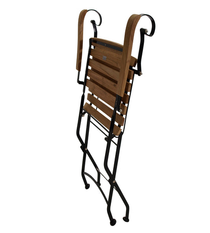 Chaise pliante JAKARTA, acier plat noir + teck, 2 pièces, certifiée FSC®