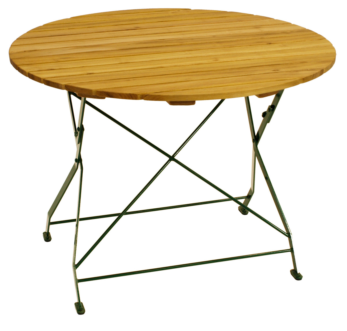 Table pliante BAD TÖLZ 100cm ronde, plate acier vert + robinier