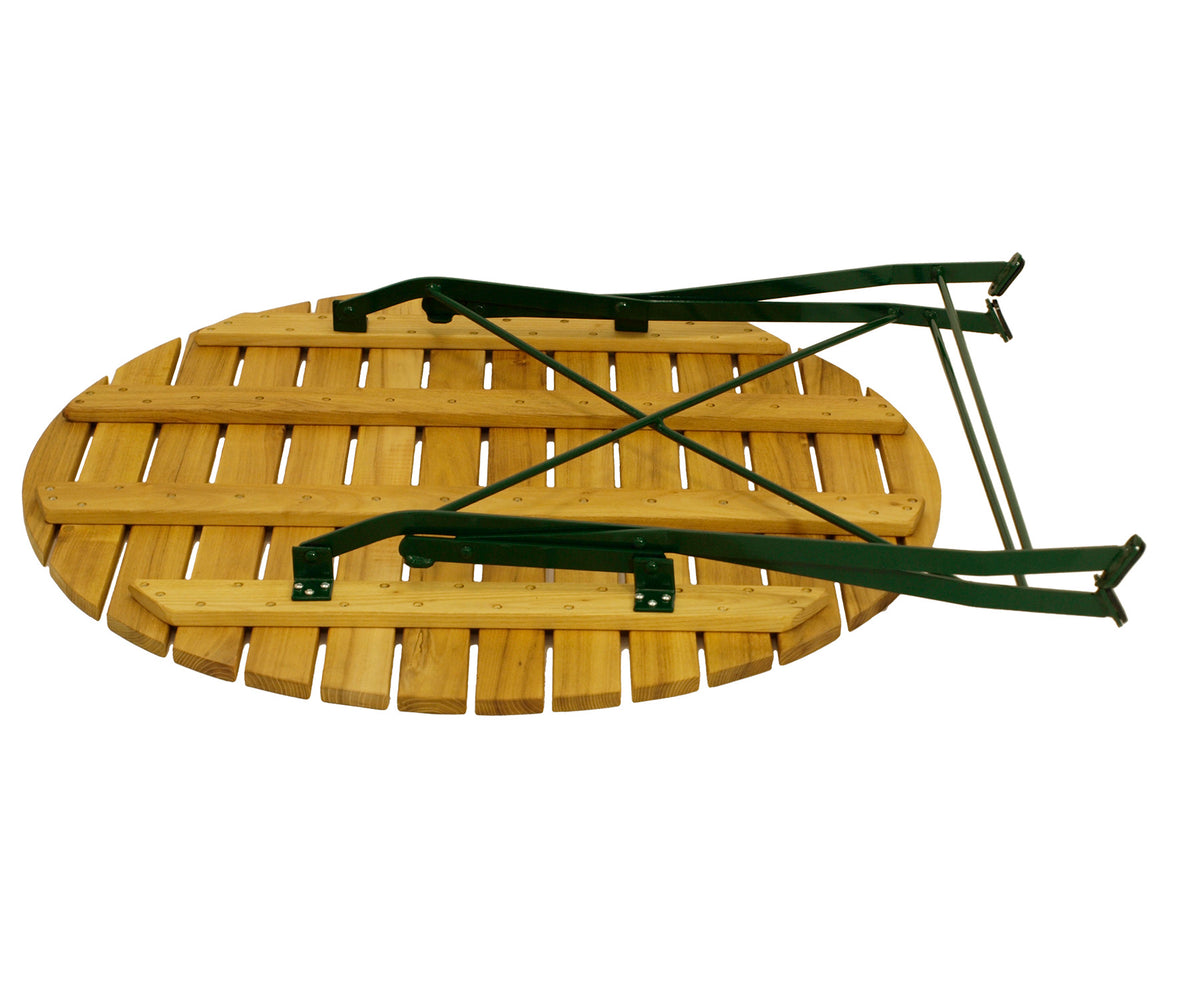 Table pliante BAD TÖLZ 100cm ronde, plate acier vert + robinier