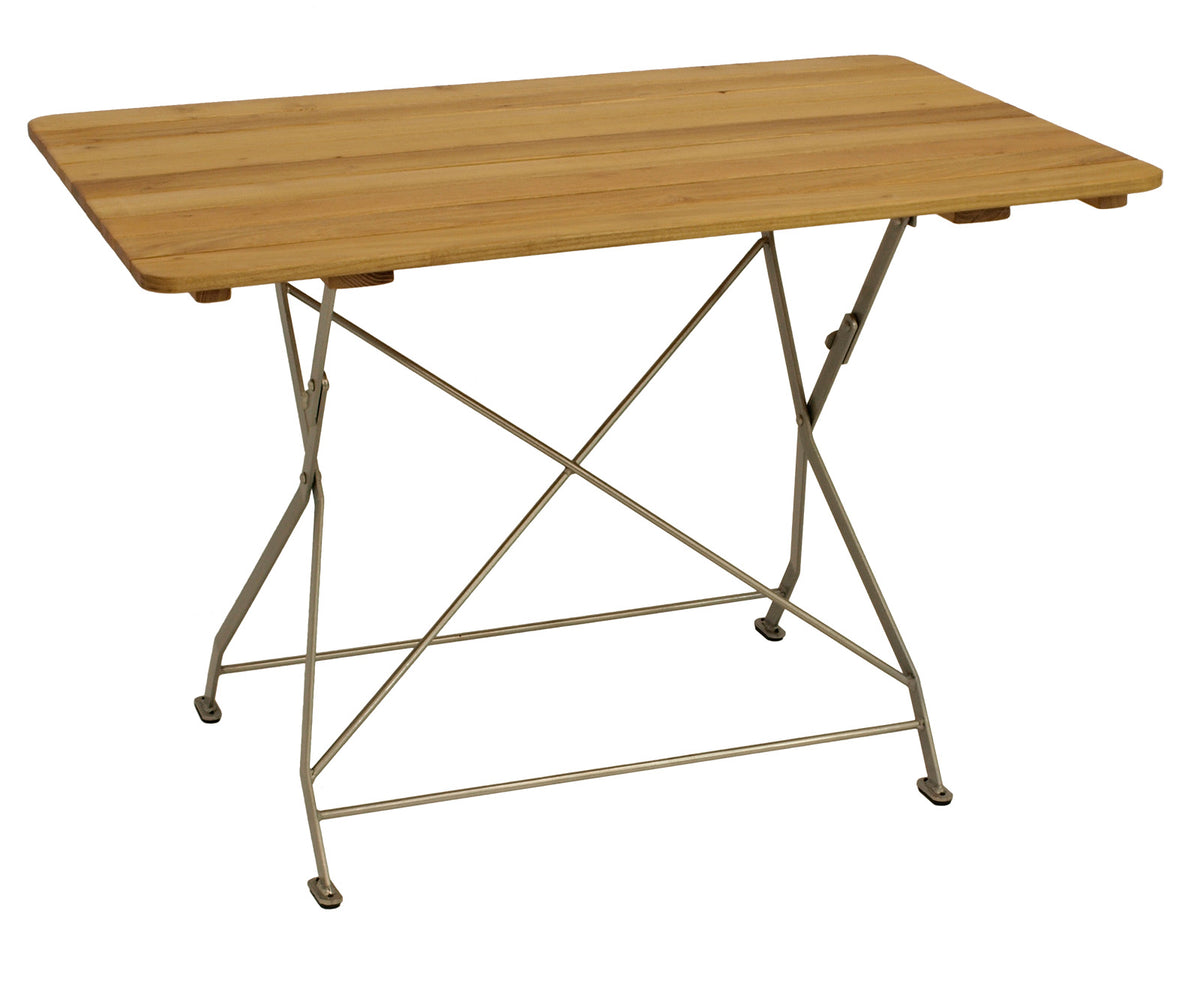 Table pliante BAD TÖLZ 70x110cm rectangulaire, acier plat galvanisé + robinier