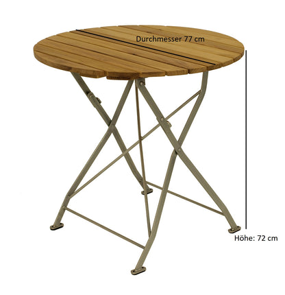 Klapptisch BAD TÖLZ 77cm rund, Flachstahl verzinkt + Robinie