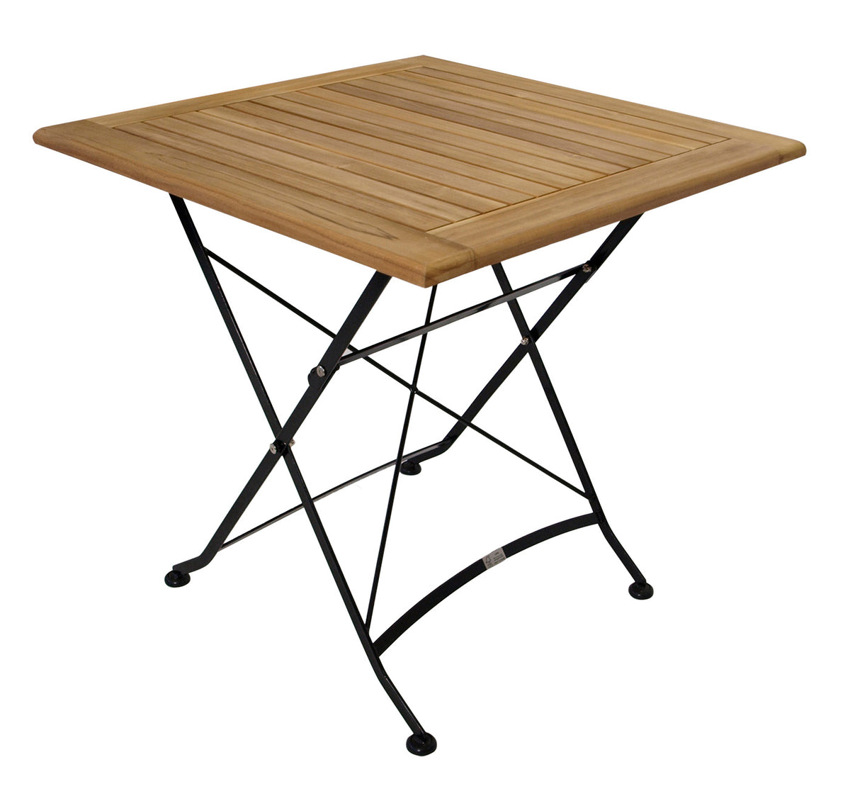 Klapptisch JAKARTA 75x75cm, Flachstahl schwarz + Teakholz, FSC®-zertifiziert
