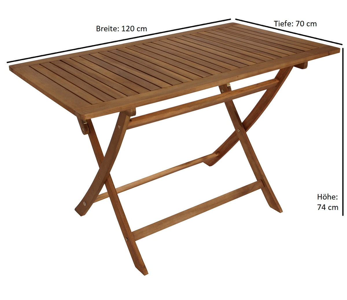Gartentisch klappbar TOBAGO 70x120cm, Akazie geölt, FSC®-zertifiziert.