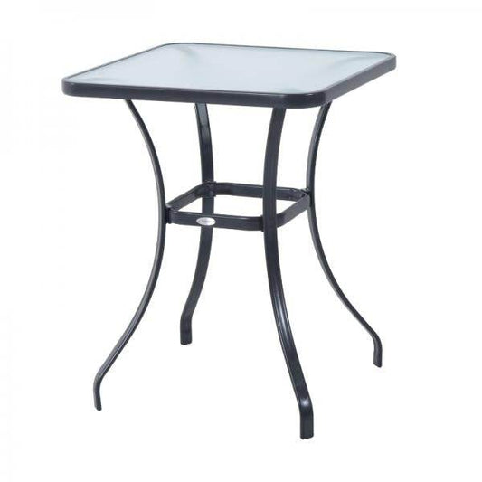 Gartentisch Bistrotisch Hartglas Metall 68,5x68,5cm Schwarz - Palo24