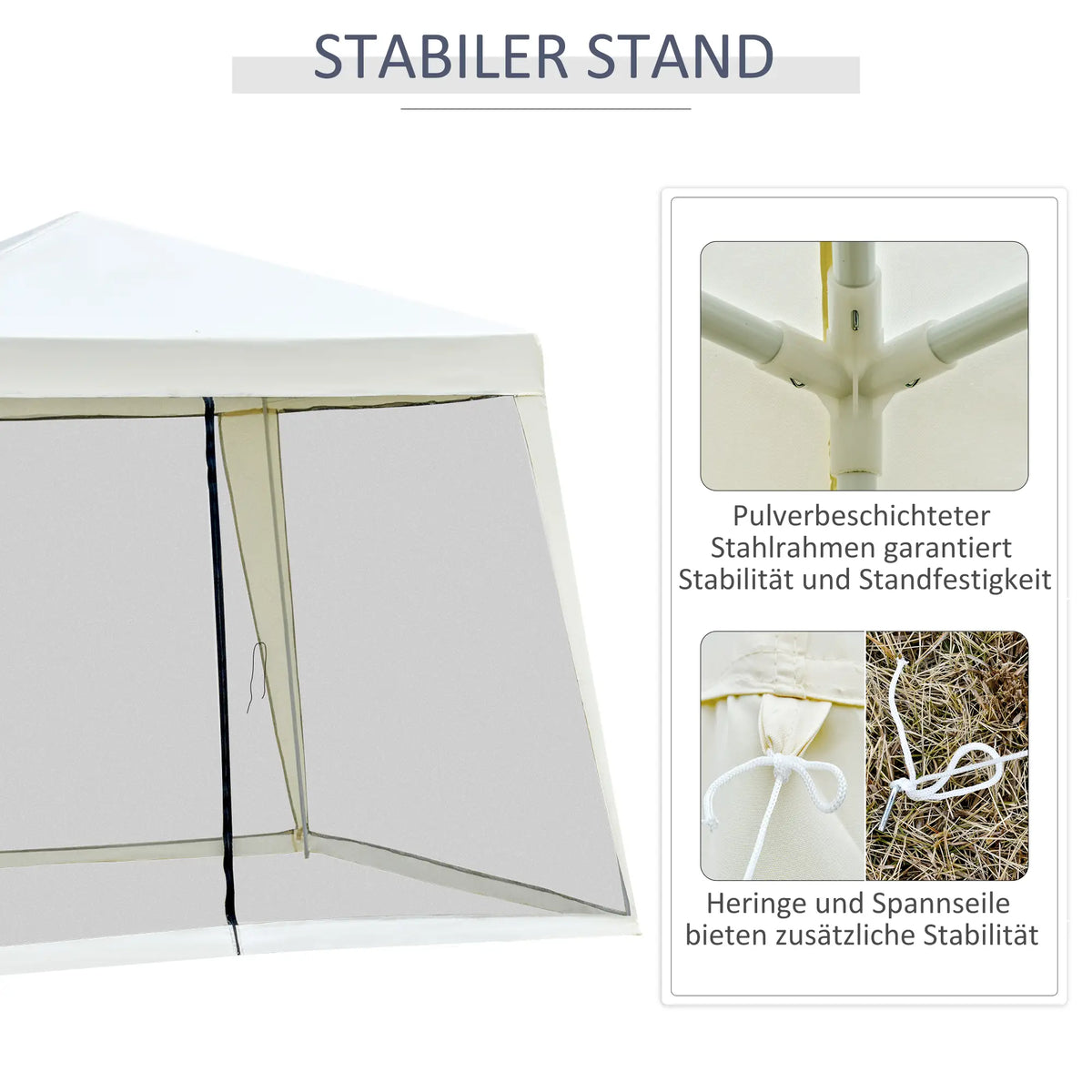 Padiglione da giardino Padiglione Marquee Tenda per feste Tenda resistente alle intemperie con zanzariera Beige 3 x 3 m