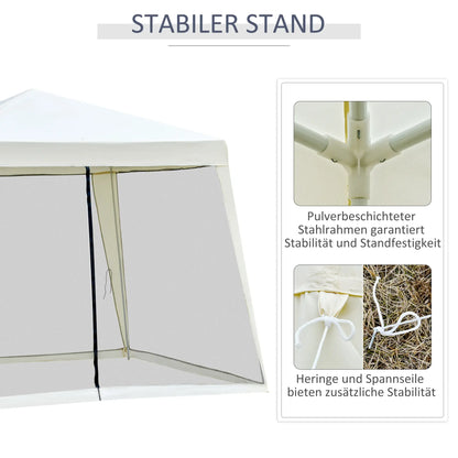 Padiglione da giardino Padiglione Marquee Tenda per feste Tenda resistente alle intemperie con zanzariera Beige 3 x 3 m