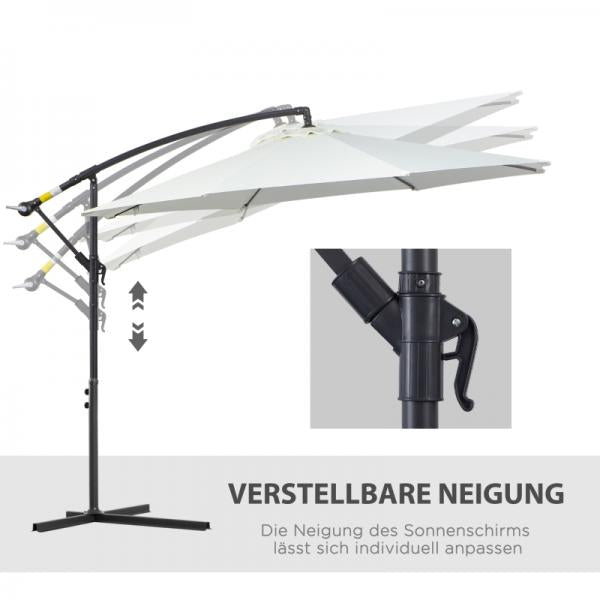 Sonnenschirm mit Kurbel Wetterbeständig 3 m x 3 m x 2,5 m Stahl Polyester Creme - Palo24