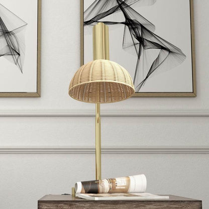 Tischlampe inkl. LED-Birne Bronze+Rattan - Palo24