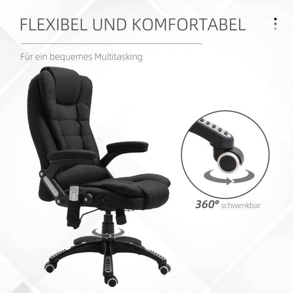 Massagesessel Chefsessel mit Massagefunktion Bürostuhl schwarz - Palo24