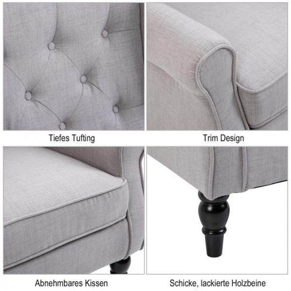Einzelsessel Relaxsessel Ohrensessel Akzentsessel mit Tufting Polyester Grau - Palo24