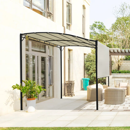 Auvent pavillon de jardin avec toit latéral rabattable crème + noir 3x2,5 m