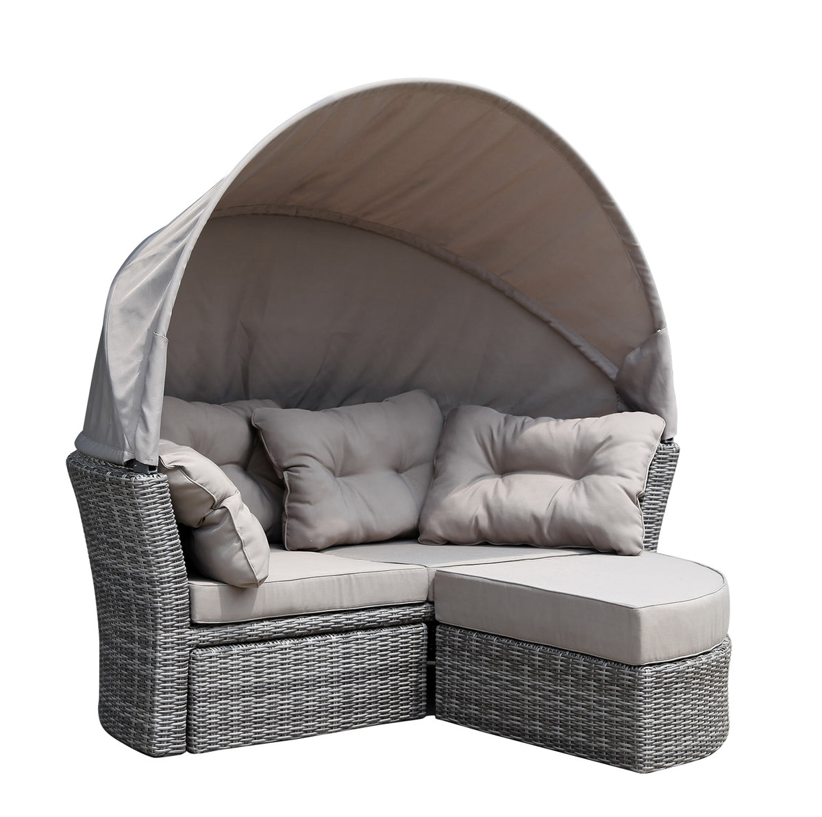 Relaxinsel MARBELLA, Alu + Polyrattan grau bicolor, Polster taupe