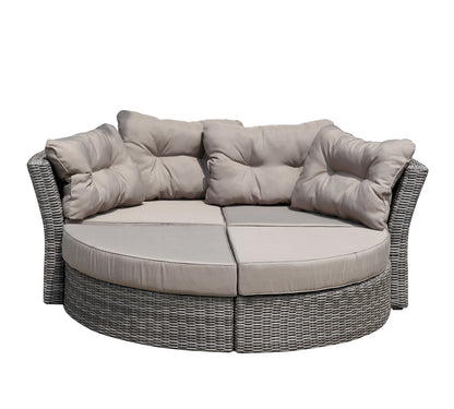 Relaxinsel MARBELLA, Alu + Polyrattan grau bicolor, Polster taupe