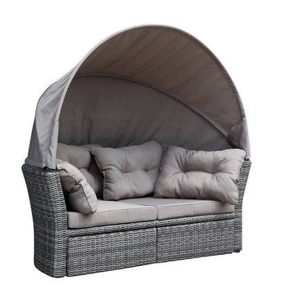 Relaxinsel MARBELLA, Alu + Polyrattan grau bicolor, Polster taupe