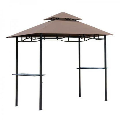 Grillpavillon Gartenzelt Grill Balkonpavillon Flammhemmendes Doppeldach Kaffeebraun+Schwarz - Palo24