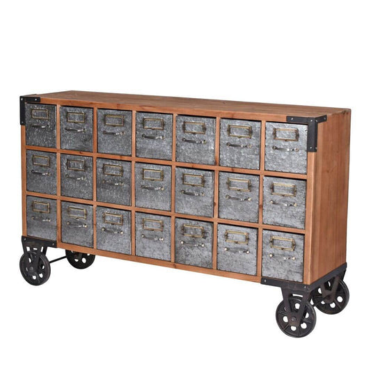 ANRICHTE AUF RÄDERN APOTHEKERSCHRANK LOWBOARD BARSCHRANK - Palo24