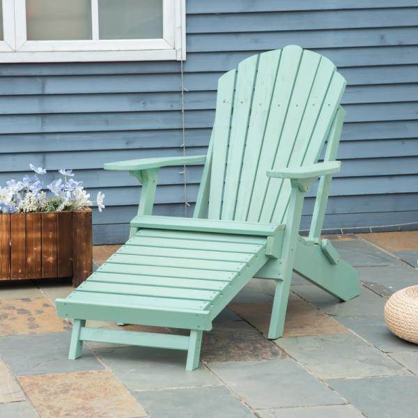 Adirondack-Gartenstuhl mit Fußstütze klappbar Gartenliege Outdoor Gartenmöbel Kiefernholz Grün - Palo24