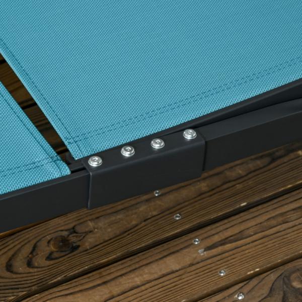 Sonnenliege, 5-stufig verstellbare Rücklehne, atmungsaktiver Stoff, Aluminiumrahmen, blau - Palo24