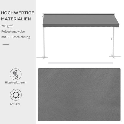 Standmarkise Gartenmarkise mit Faltarm Grau 4,5x3,42m - Palo24