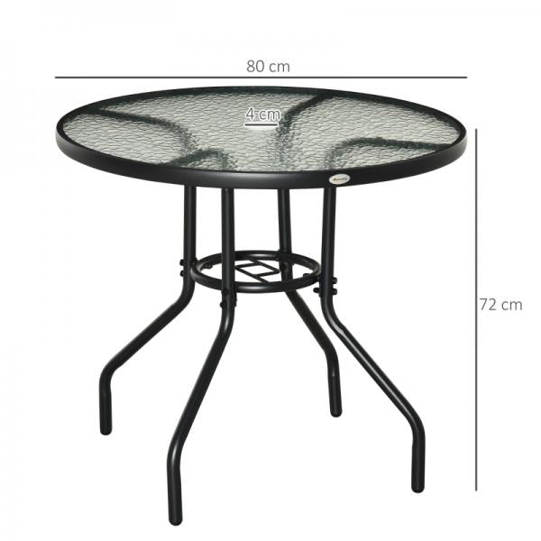 Gartentisch Garten Beistelltisch Gartenmöbel Balkontisch  mit Schirmloch Schwarz Ø80 x 72 cm - Palo24