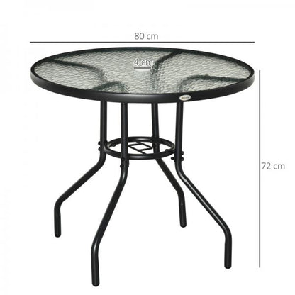 Gartentisch Garten Beistelltisch Gartenmöbel Balkontisch  mit Schirmloch Schwarz Ø80 x 72 cm - Palo24