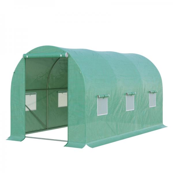 Foliengewächshaus Tomatengewächshaus Treibhaus Folientunnel Frühbeet mit Fenster Grün 395 x 195 x 190 cm - Palo24