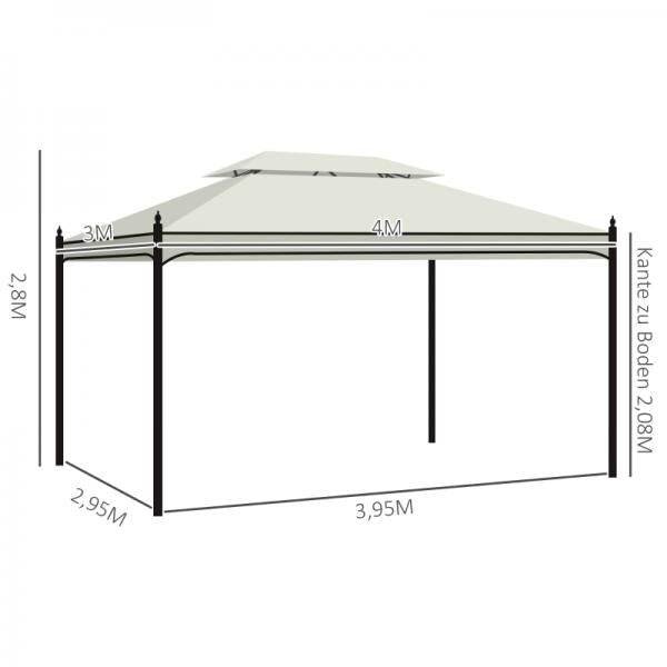 Luxus Pavillon Gartenpavillon Partyzelt Festzelt Gartenzelt Pagode 3x4 m Creme - Palo24