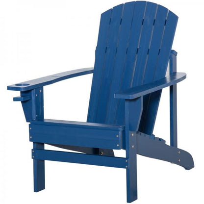 Adirondack-Gartenstuhl mit Becherhalter Gartenliege Balkonstuhl Massivholz Blau - Palo24