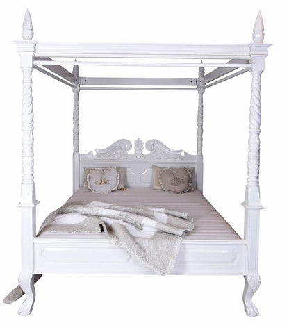 Himmelbett Shabby Chic Mahagoni Vintage Weiss - Palo24