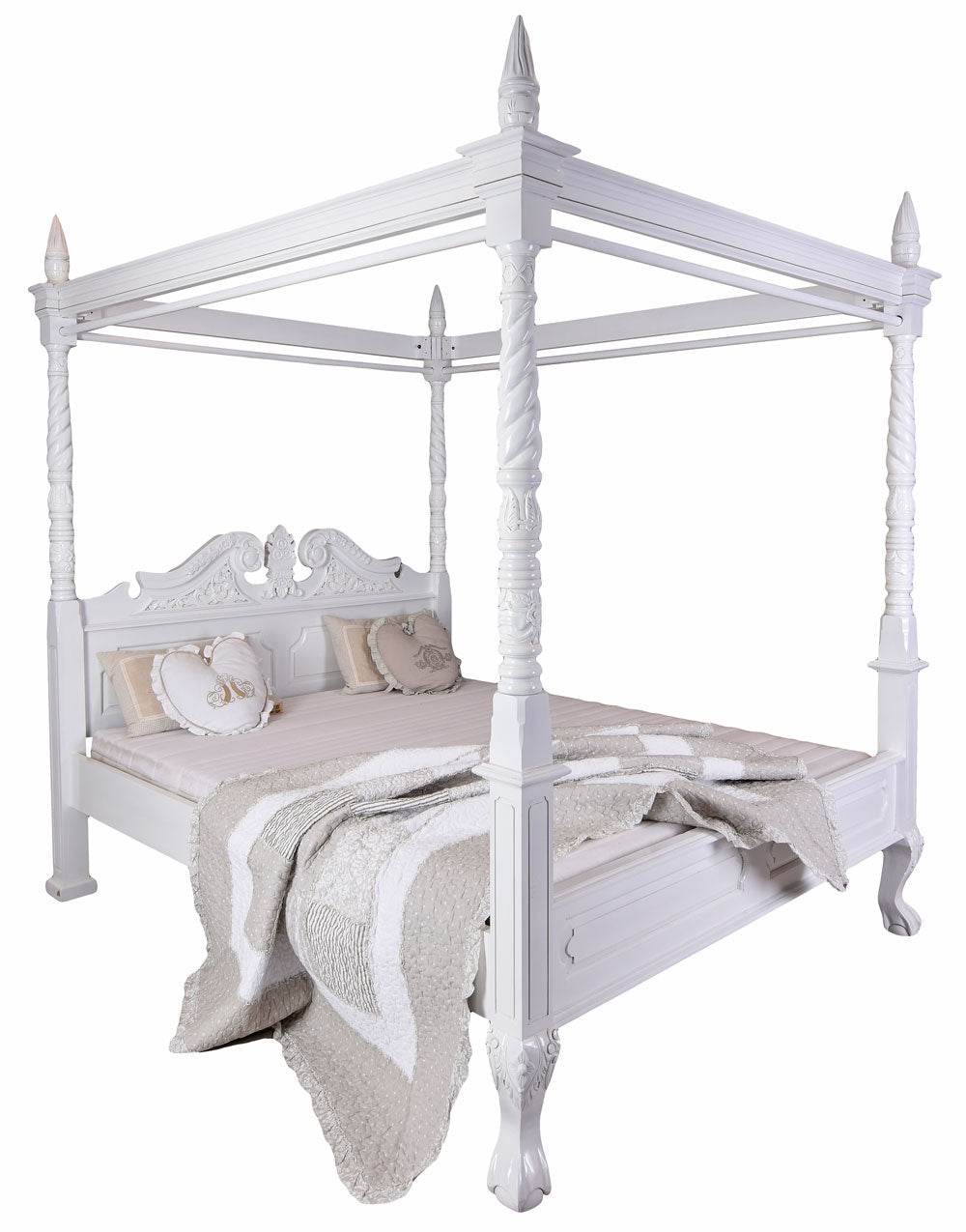 Himmelbett Shabby Chic Mahagoni Vintage Weiss - Palo24