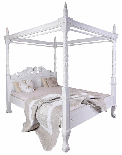 Himmelbett Shabby Chic Mahagoni Vintage Weiss - Palo24
