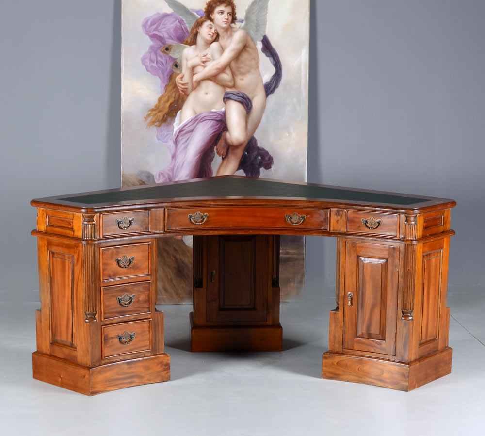 Chefbüro Schreibtisch Kolonialstil Eckschreibtisch England Corner Desk - Palo24