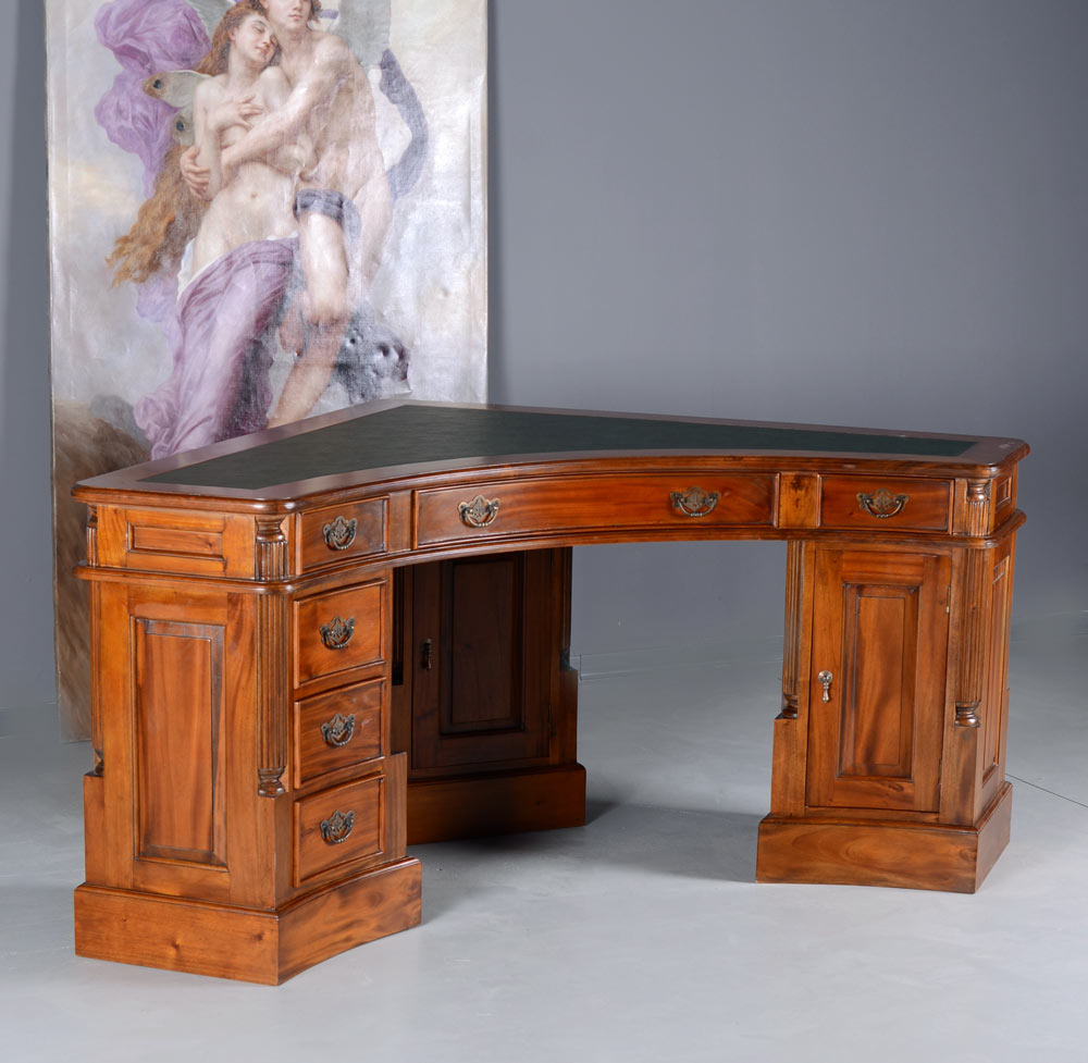 Chefbüro Schreibtisch Kolonialstil Eckschreibtisch England Corner Desk - Palo24