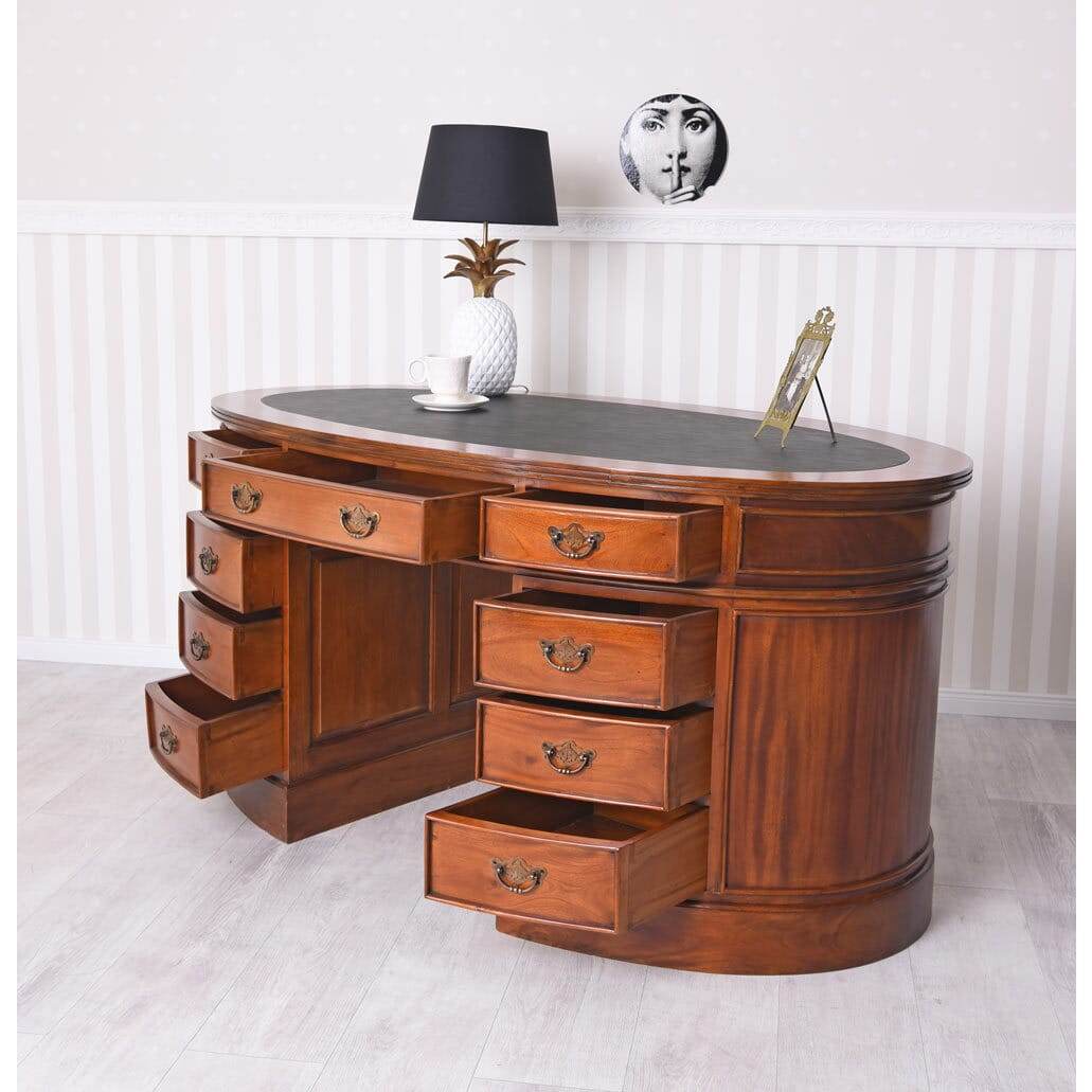 Schreibtisch Mahagoni Massivholz Oval - Palo24