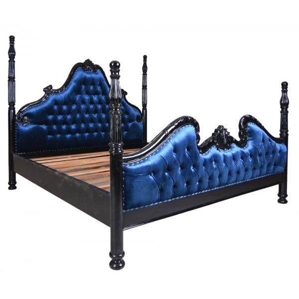 XXL Säulenbett Barock Doppelbett 180x200cm Schwarz - Palo24