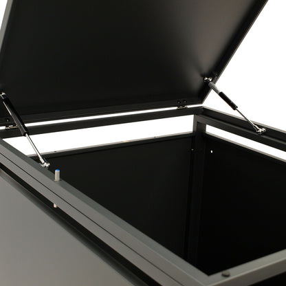 Boîte poubelle 66x80x116cm pour poubelles 120 et 240 litres, acier anthracite avec portes aspect bois