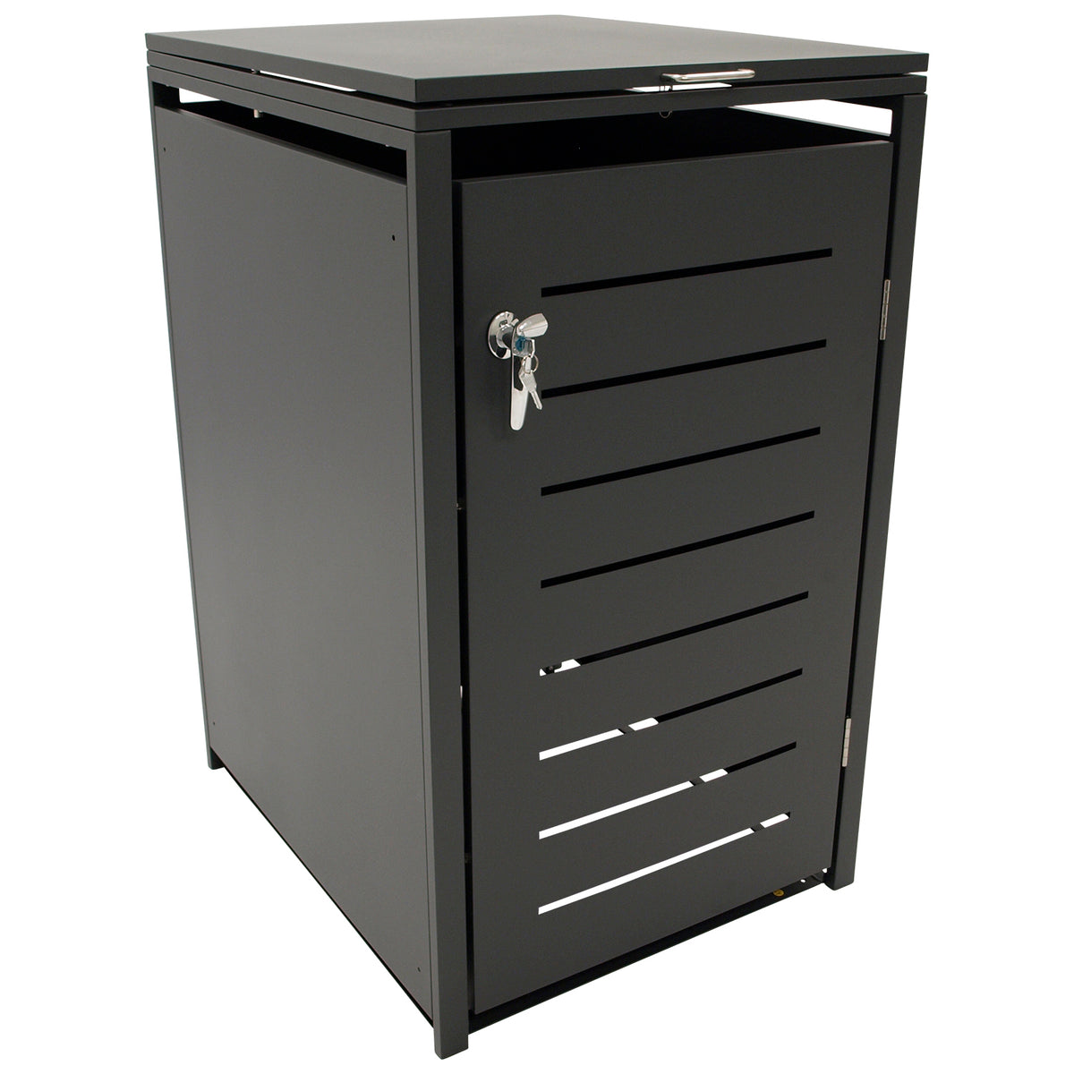 Bac poubelle 66x80x116cm pour poubelles 120 et 240 litres, acier anthracite