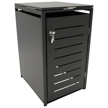 Bac poubelle 66x80x116cm pour poubelles 120 et 240 litres, acier anthracite