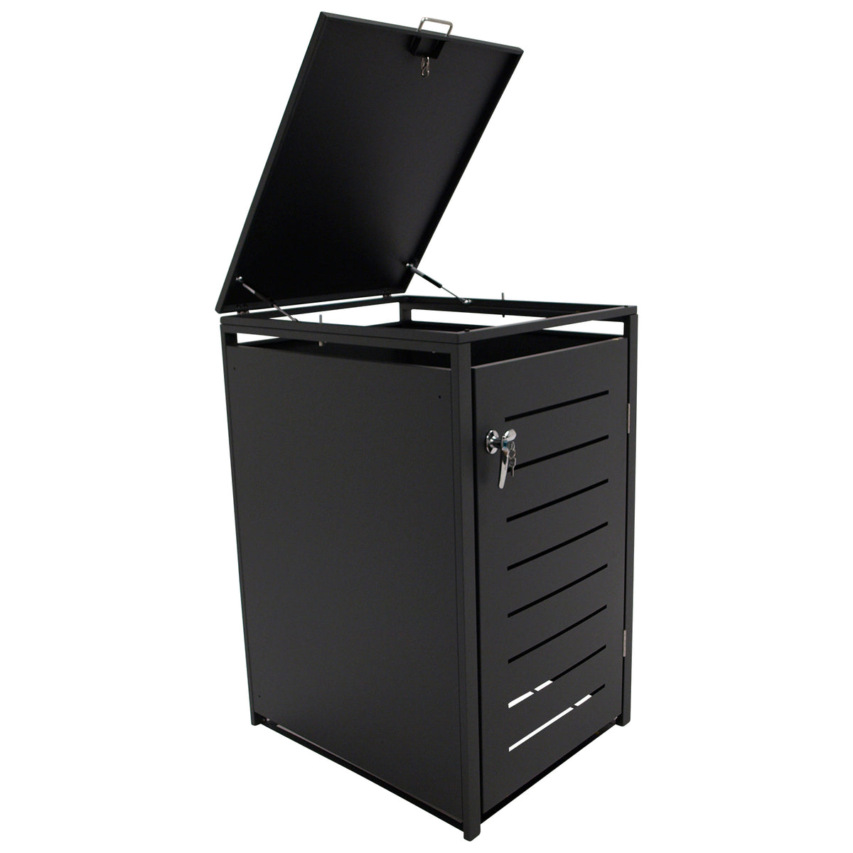 Bac poubelle 66x80x116cm pour poubelles 120 et 240 litres, acier anthracite