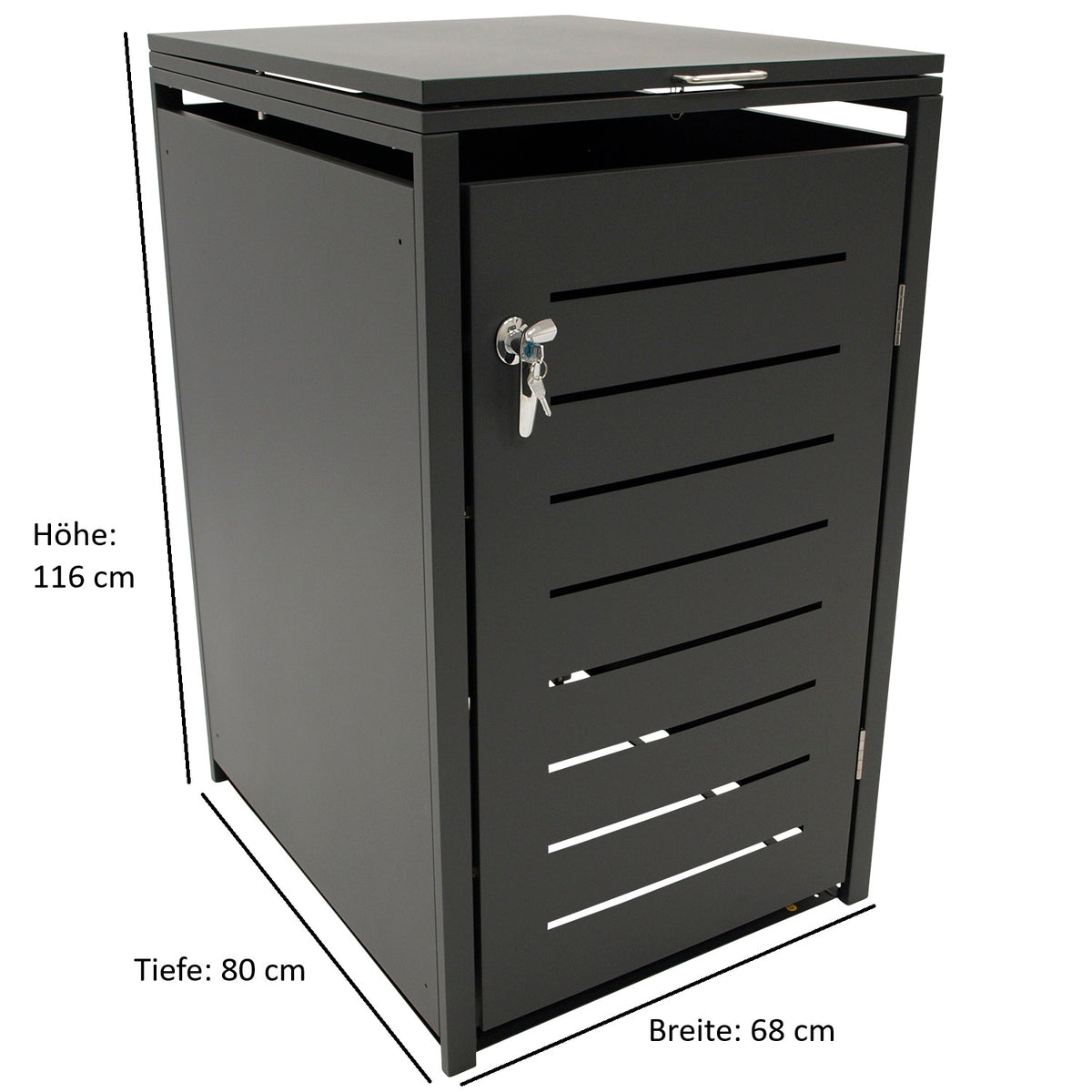 Bac poubelle 66x80x116cm pour poubelles 120 et 240 litres, acier anthracite