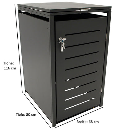 Bac poubelle 66x80x116cm pour poubelles 120 et 240 litres, acier anthracite