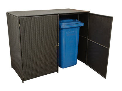 Contenitore per rifiuti 78x150x123cm per 2 tonnellate fino a 240 litri, acciaio + polyrattan mocca