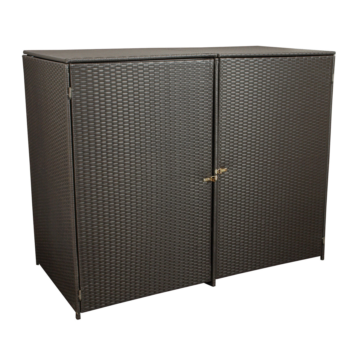 Contenitore per rifiuti 78x150x123cm per 2 tonnellate fino a 240 litri, acciaio + polyrattan mocca